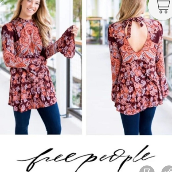 Free people burgundy ruffle tunic - Picture 1 of 7